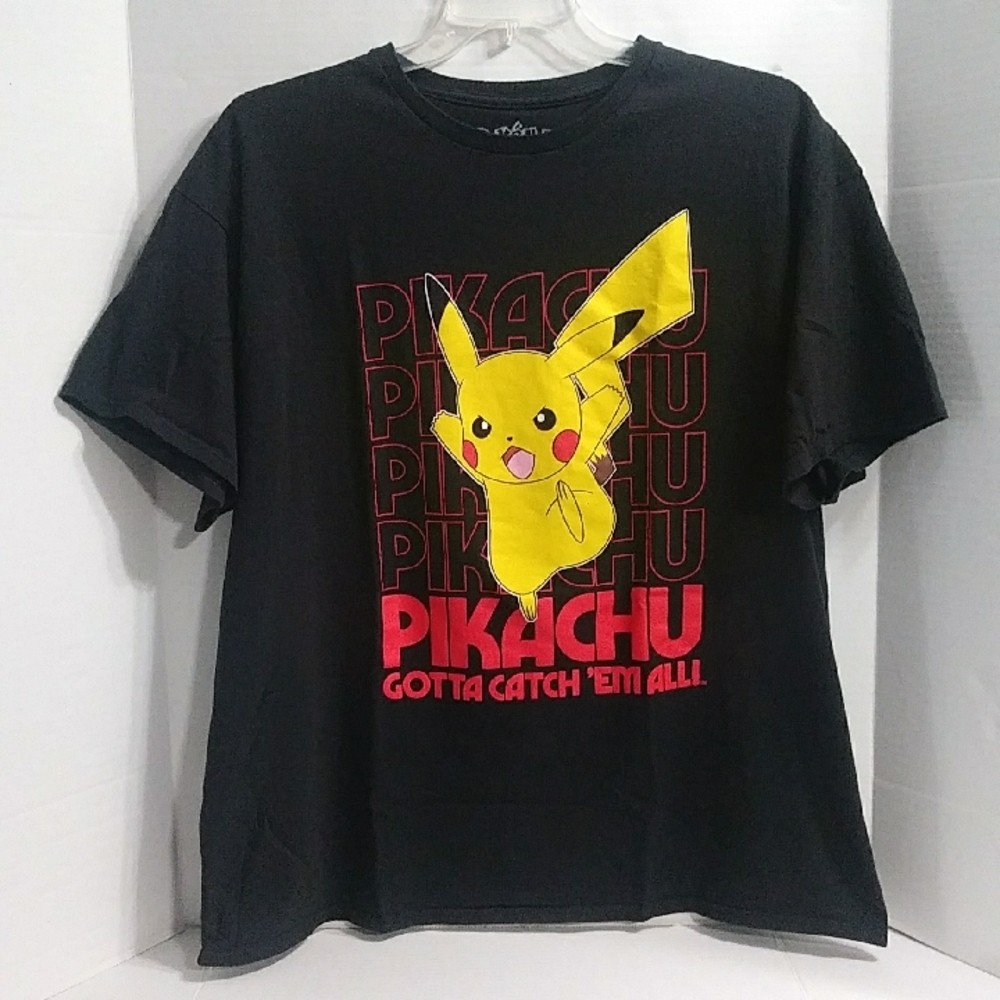 Pokemon Black & Red Pikachu Men's Graphic T-Shirt *EUC*